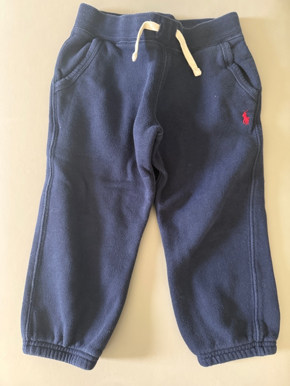 Ralph Lauren Navy Fleece Kids Joggers with Red Logo